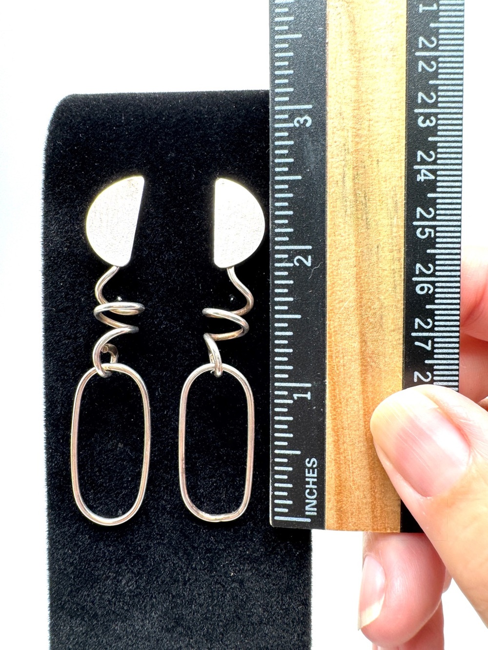 Sterling Silver Spiral Oval Drop Dangling Post Earrings - Picture 15 of 16